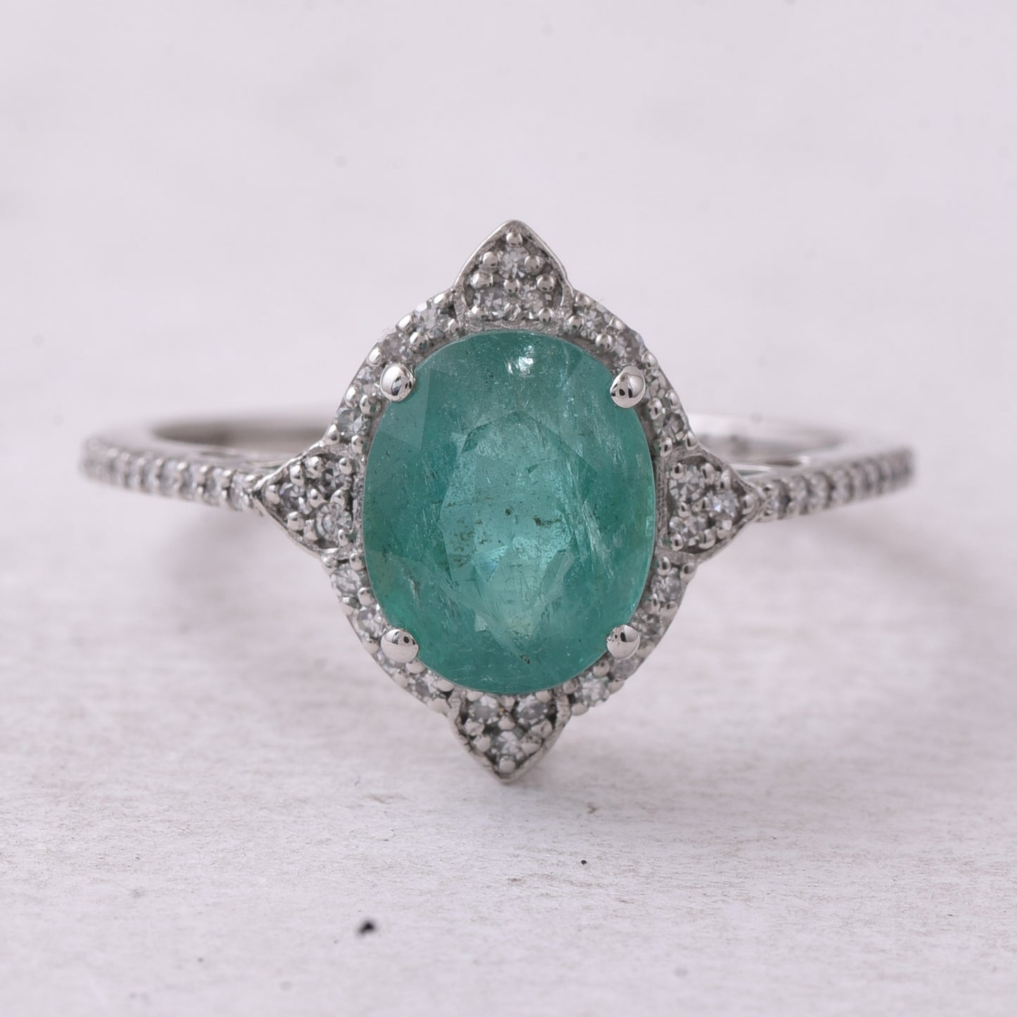 1.94 Ct Oval Mixed Cut Natural Emerald 950 Platinum Ring