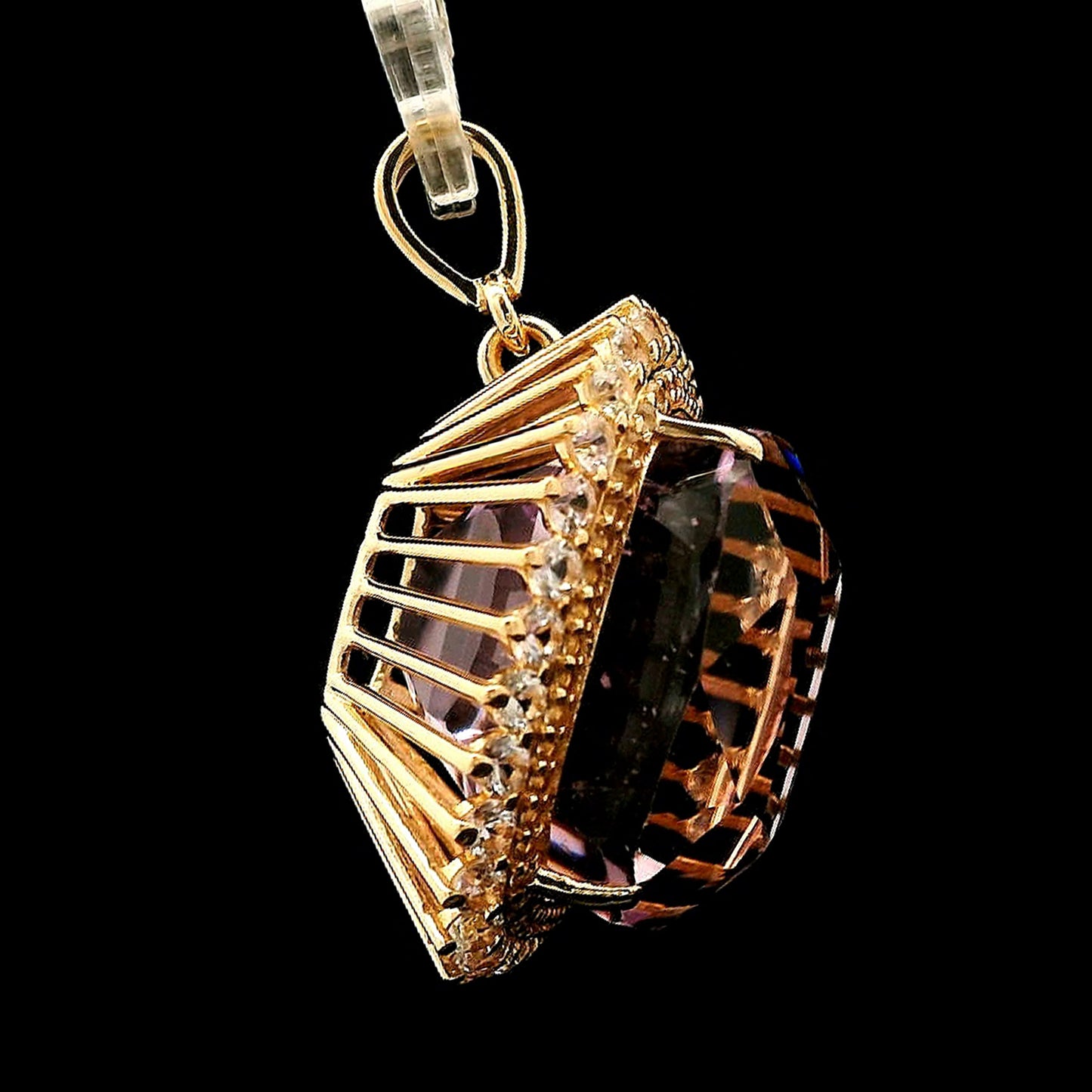 23.68 Ct Cushion Kunzite 14K Gold Pendant