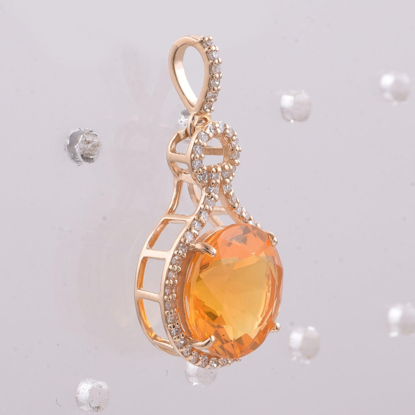 2.60 Ct Round Natural Fire Opal 14K Gold Pendant
