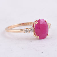 2.30 Ct Oval Natural Ruby 14K Gold Ring