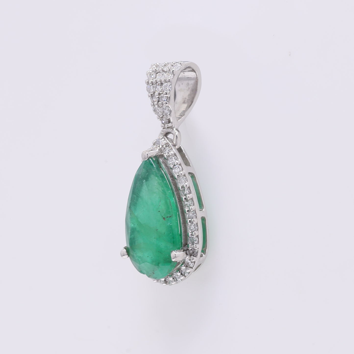 1.37 Ct Pear Mixed Cut Natural Emerald 950 Platinum Pendant