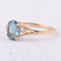 1.22 Ct Oval Natural Aquamarine 14K Gold Ring