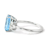 3.09 Ct Cushion Aquamarine 950 Platinum Ring