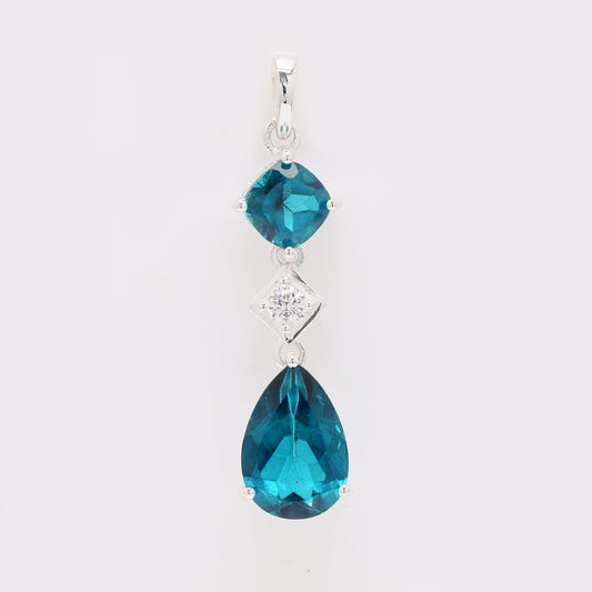 5.06 Ct Pear Paraiba Topaz 925 Silver Pendant
