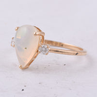 1.32 Ct Pear Cabochon Natural Opal 14K Gold Ring
