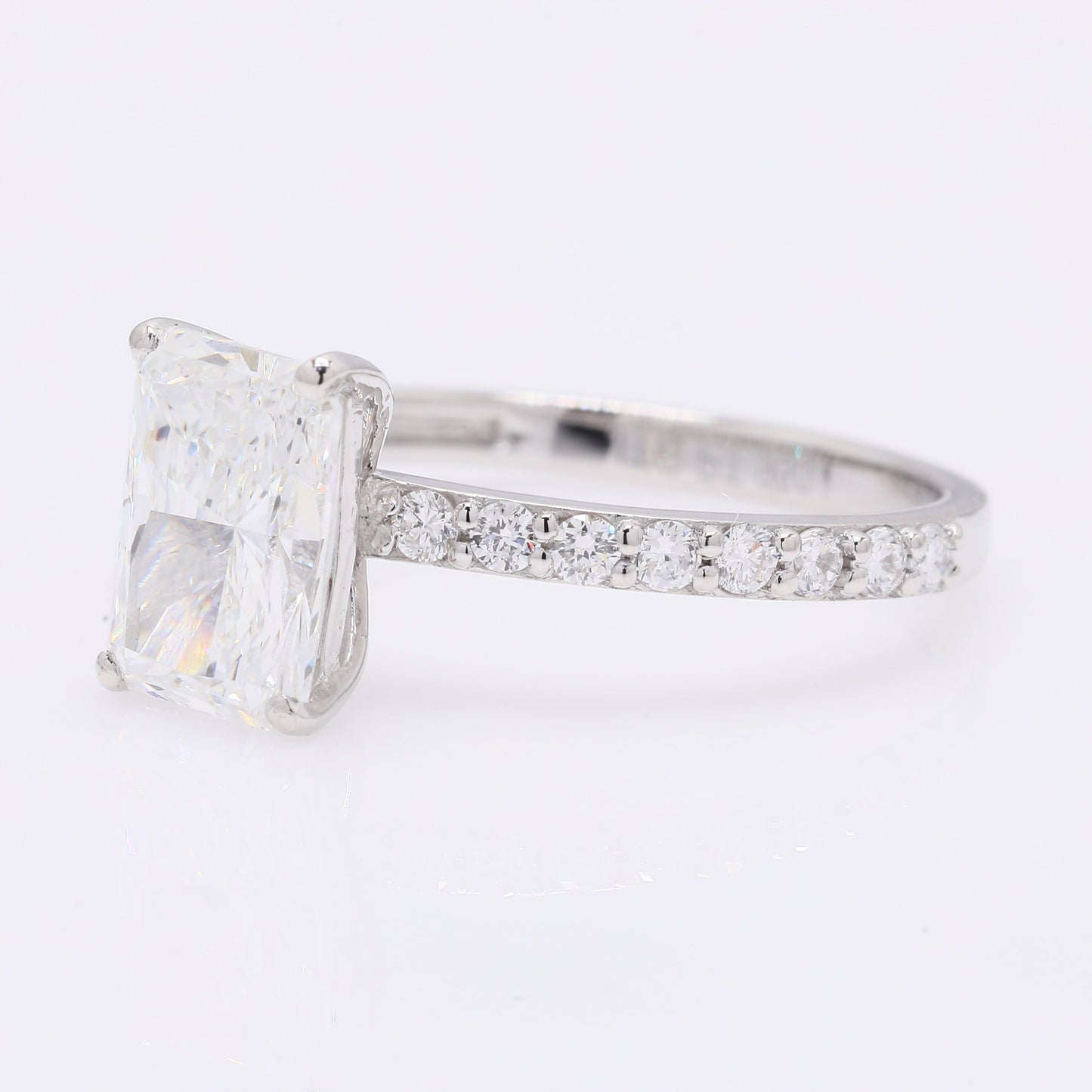 2.15 Ct Cut Cornere Rectangular Modifie Brilliant Lab Grown Diamond 950 Platinum Ring