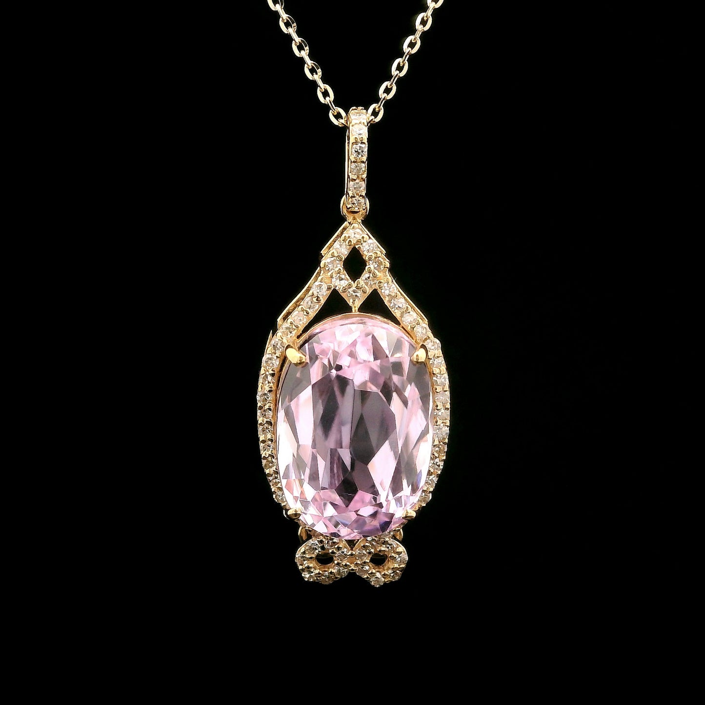 8.02 Ct Oval Kunzite 14K Gold Pendant