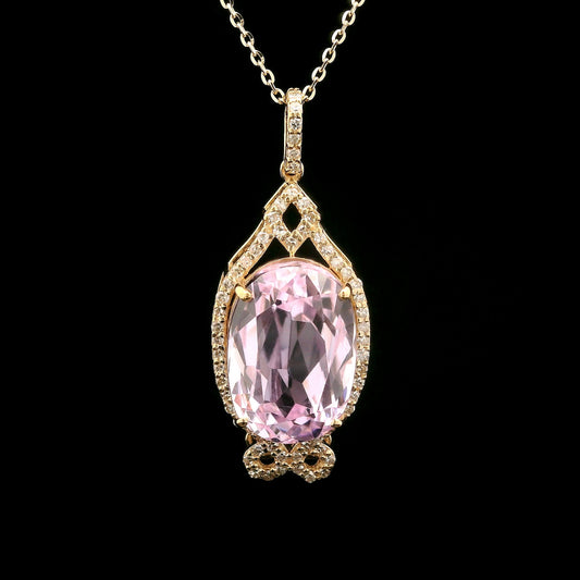 8.02 Ct Oval Kunzite 14K Gold Pendant