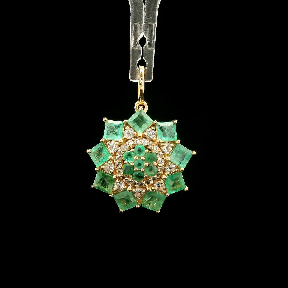1.56 Ct Square Emerald 14K Gold Pendant