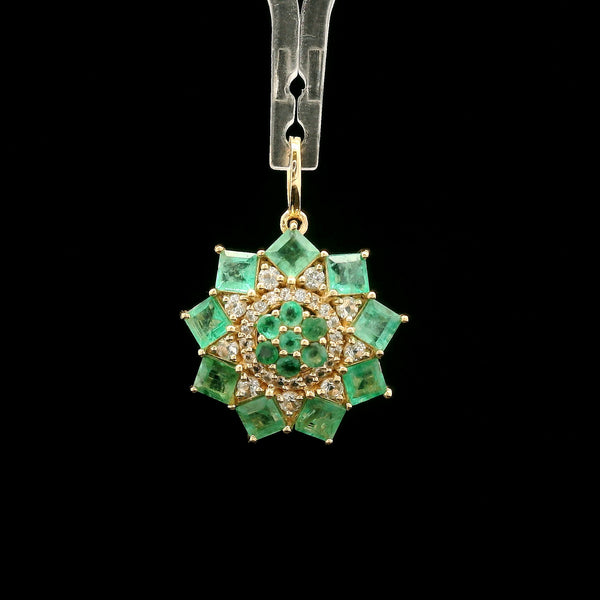 1.56 Ct Square Emerald 14K Gold Pendant