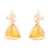 1.53 Ct Triangle Mixed Cut Natural Fire Opal 14K Gold Earrings
