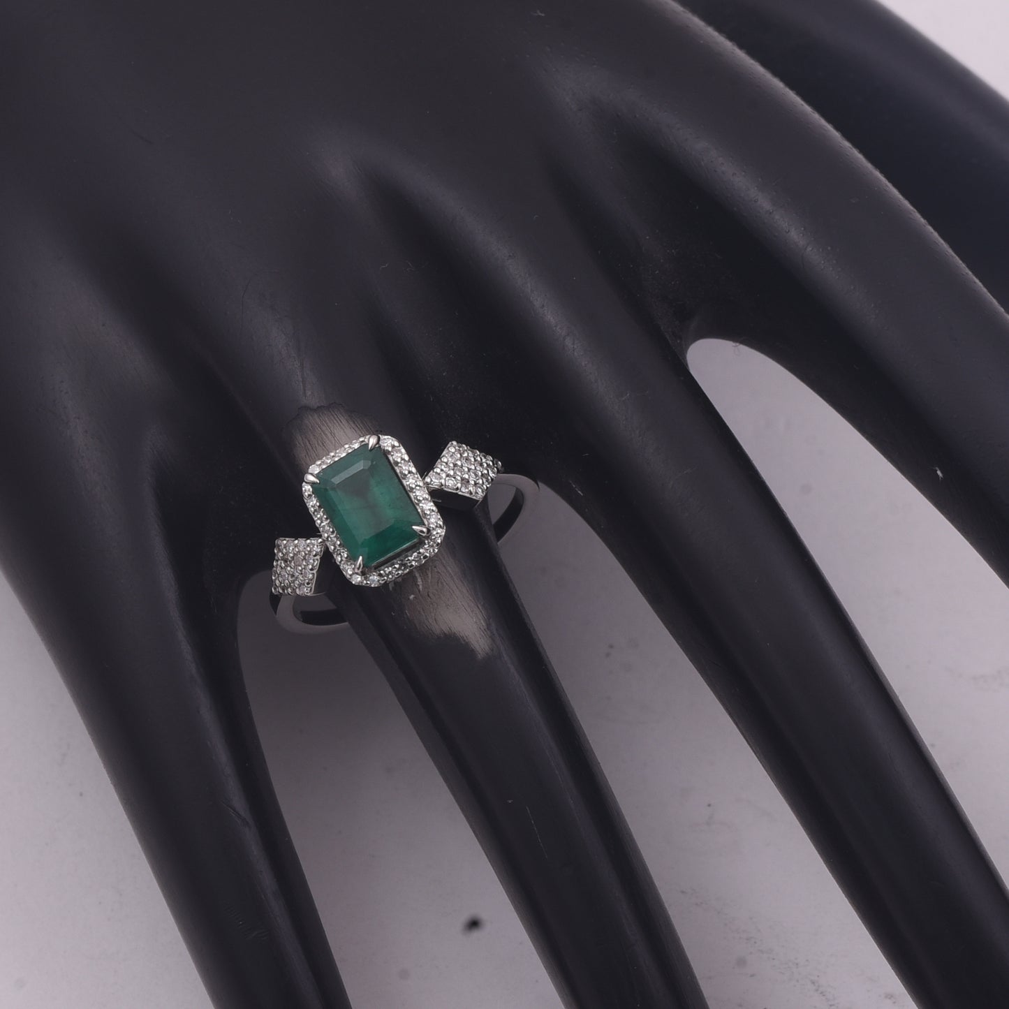 1.32 Ct Octagon Step Cut Natural Emerald 950 Platinum Ring