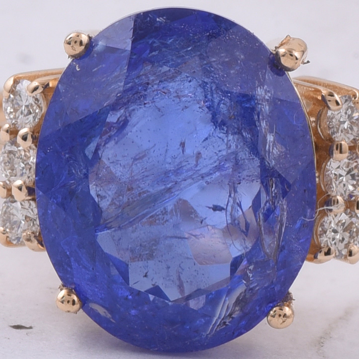 5.41 Ct Oval Natural Tanzanite 14K Gold Ring