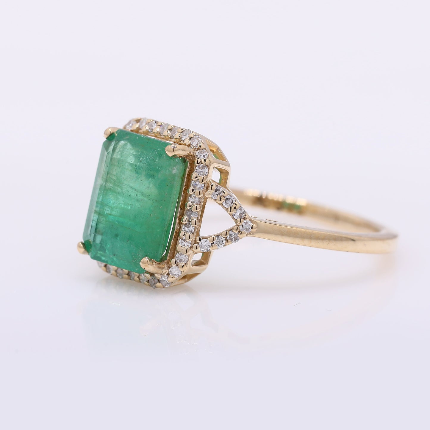 2.26 Ct Octagon Step Cut Natural Emerald 14K Gold Ring