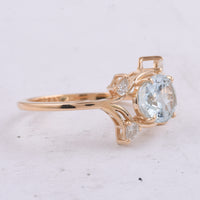 2.05 Ct Oval Natural Aquamarine 14K Gold Ring