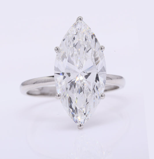 5.72 Ct Marquise Lab Grown Diamond 950 Platinum Ring