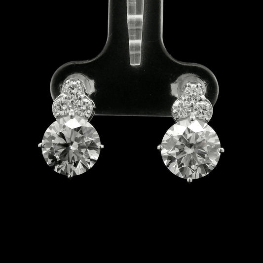 4.58 Ct Round Lab Grown Diamond 14K Gold Earrings