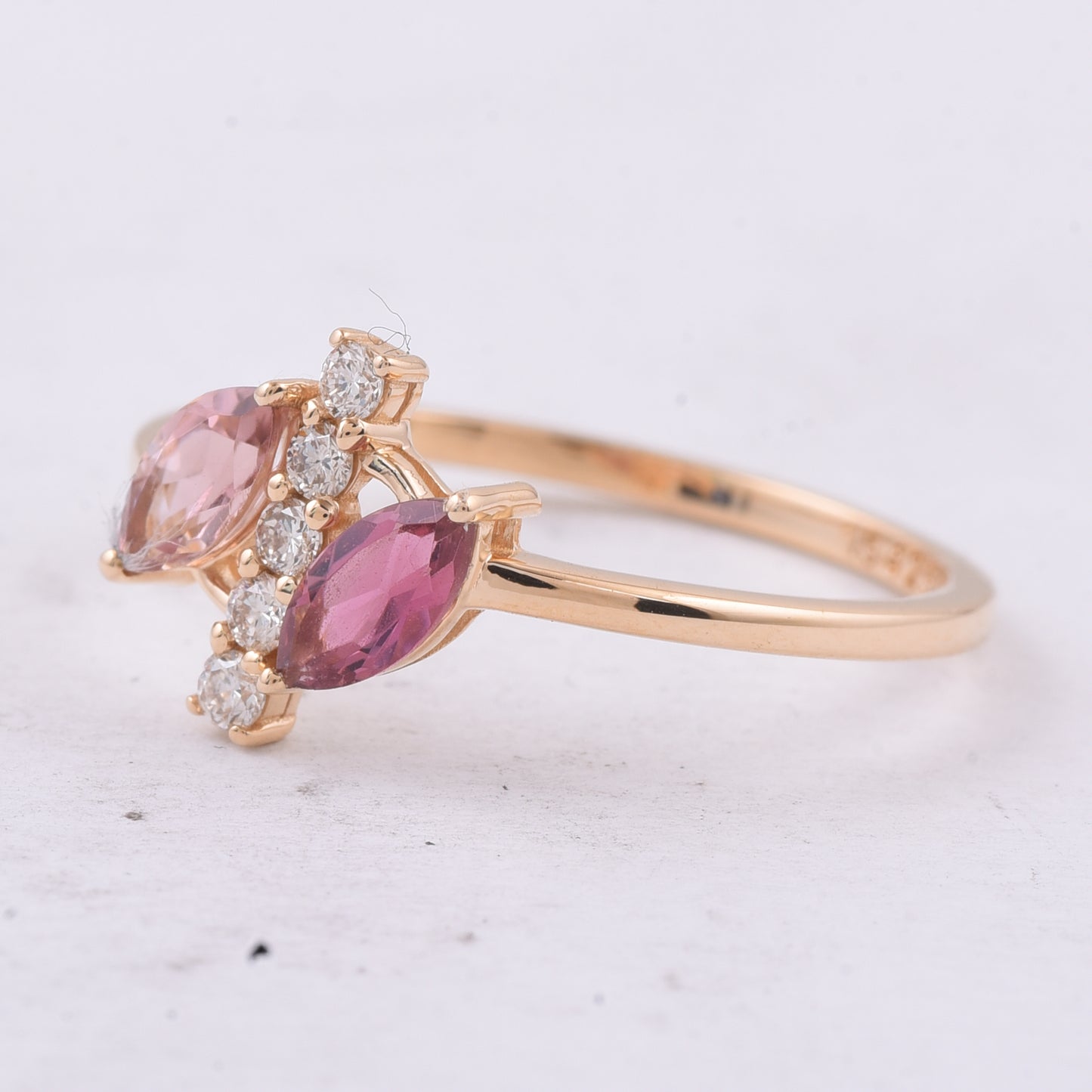 0.60 Ct Marquise Natural Multi Coloured Tourmaline 14K Gold Ring