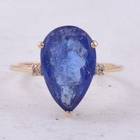 5.16 Ct Pear Natural Tanzanite 14K Gold Ring