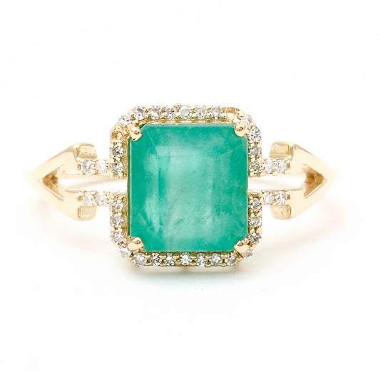 2.75 Ct Octagon Natural Emerald 14K Gold Ring