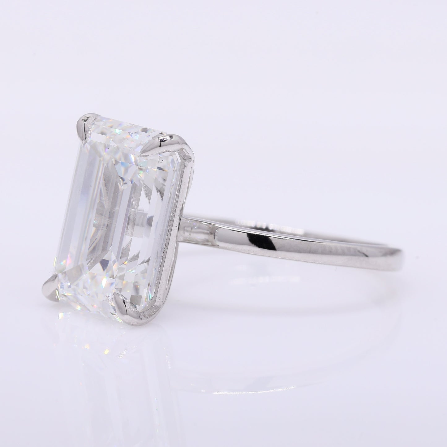 6.89 Ct Emerald Lab Grown Diamond 950 Platinum Ring