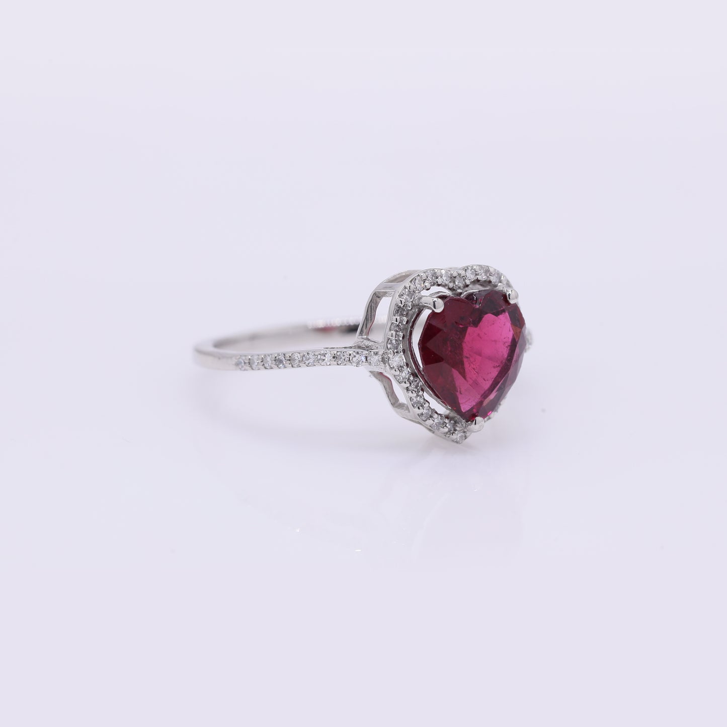 1.73 Ct Heart Mixed Cut Natural Rubellite 950 Platinum Ring