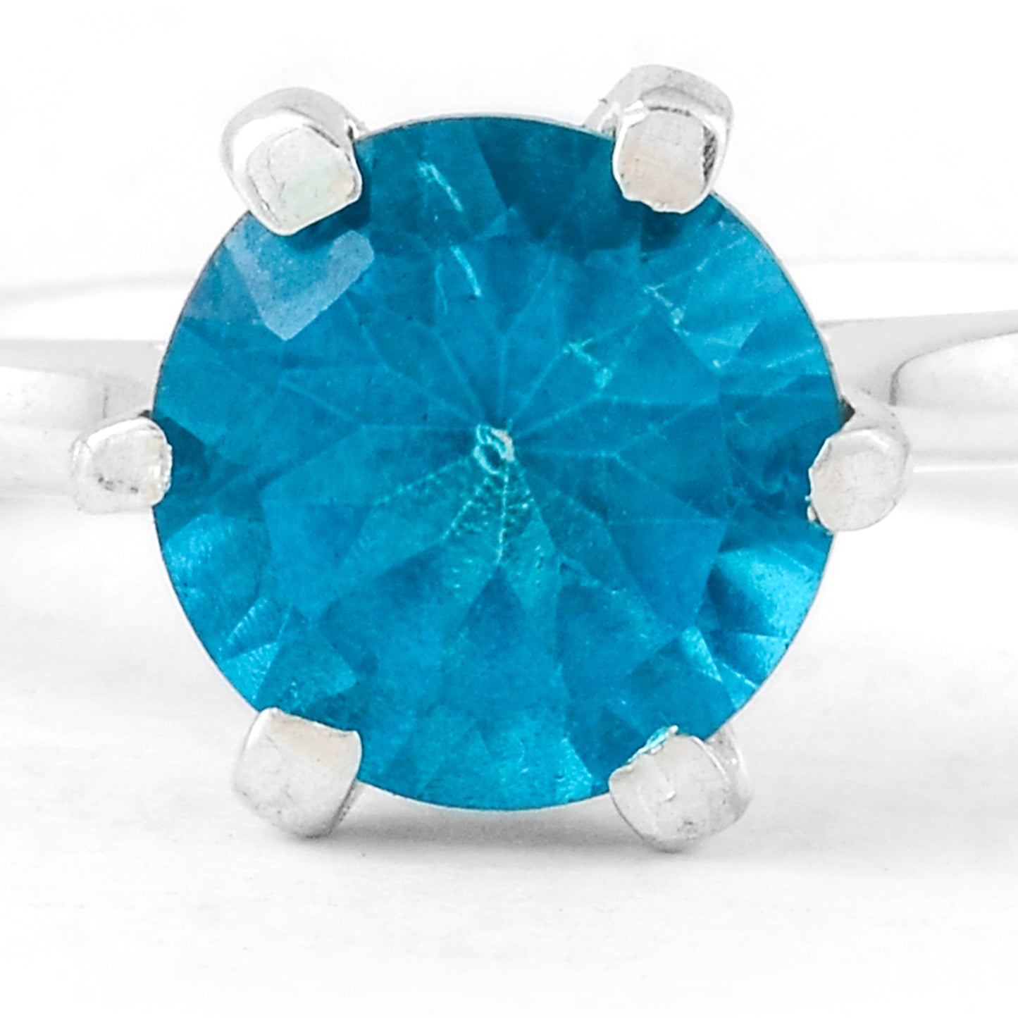 1.65 Ct Round Pariba Topaz, 925 Sterling Silver Ring