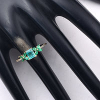 0.95 Ct Octagon Step Cut, Marquise Mixed Cut Natural Emerald 14K Gold Ring