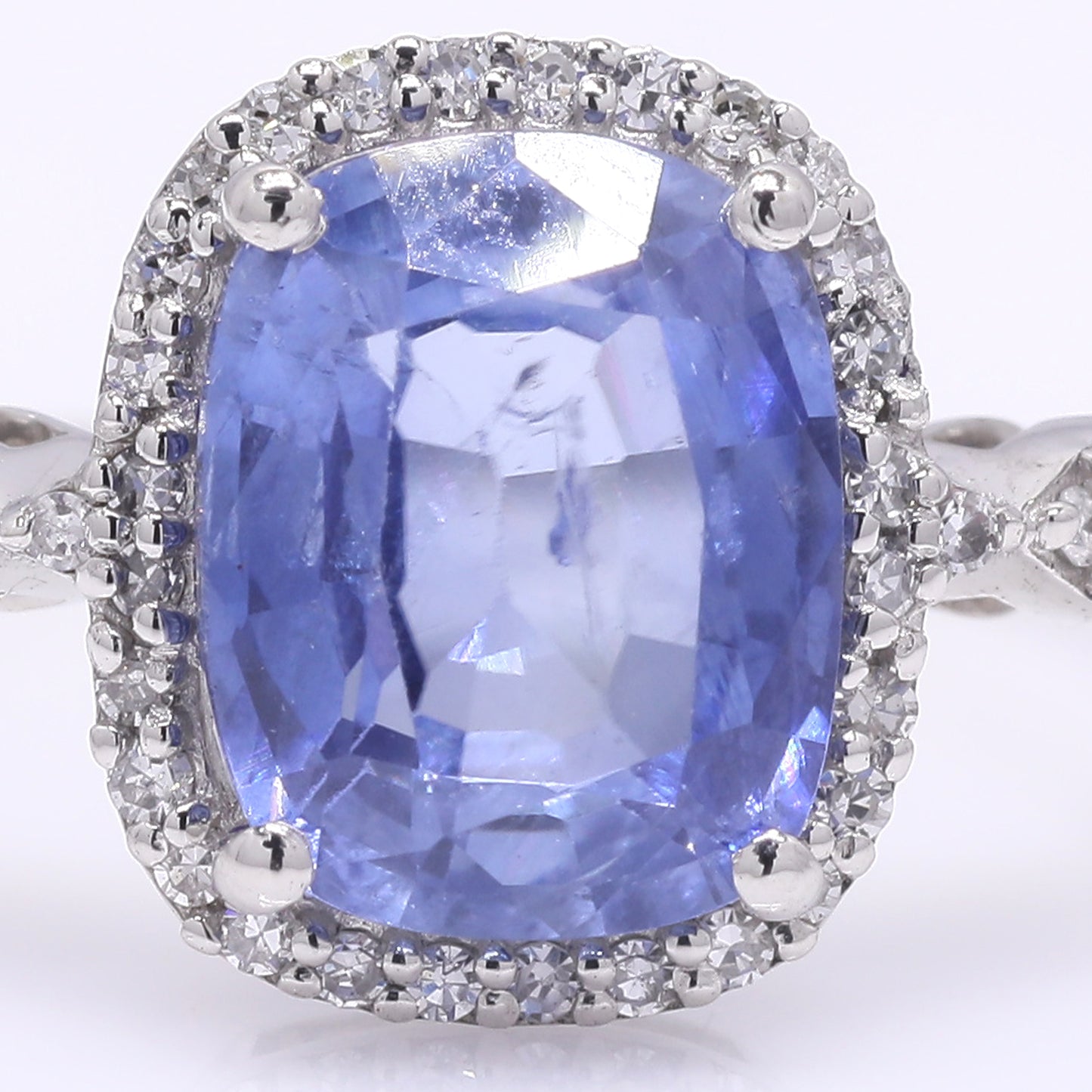 2.75 Ct Cushion Mixed Cut Natural Sapphire 950 Platinum Ring