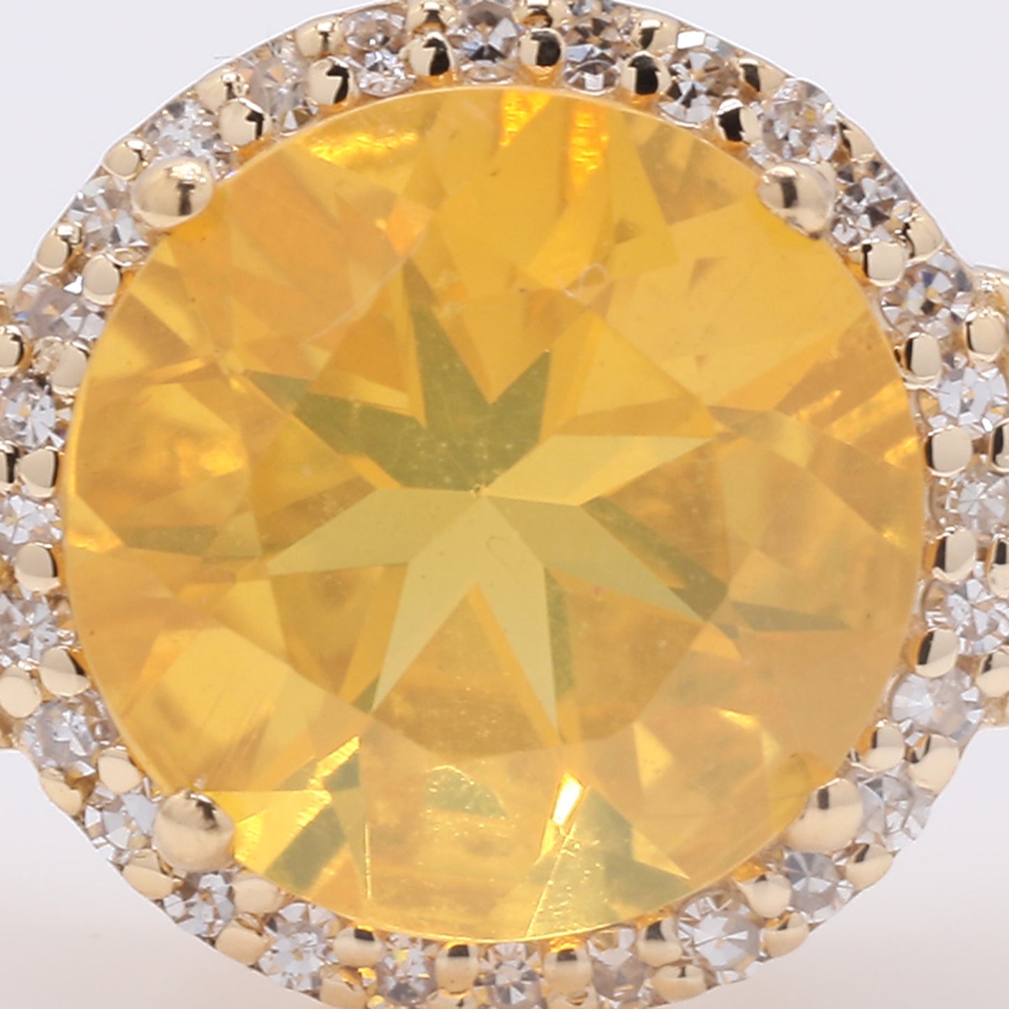 1.31 Ct Round Mixed Cut Natural Fire Opal 14K Gold Ring