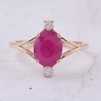 2.59 Ct Oval Natural Ruby 14K Gold Ring