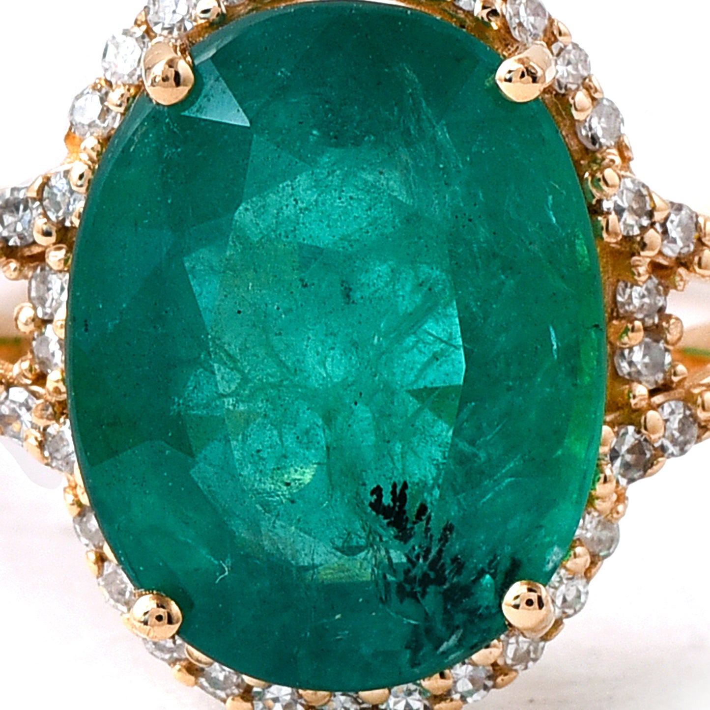 3.20 Ct Oval Mixed Cut Natural Emerald 14K Gold Ring