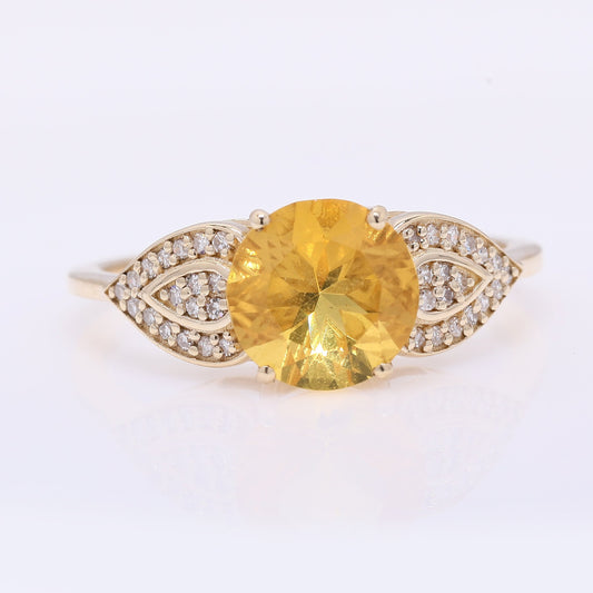 1.25 Ct Round Mixed Cut Natural Fire Opal 14K Gold Ring