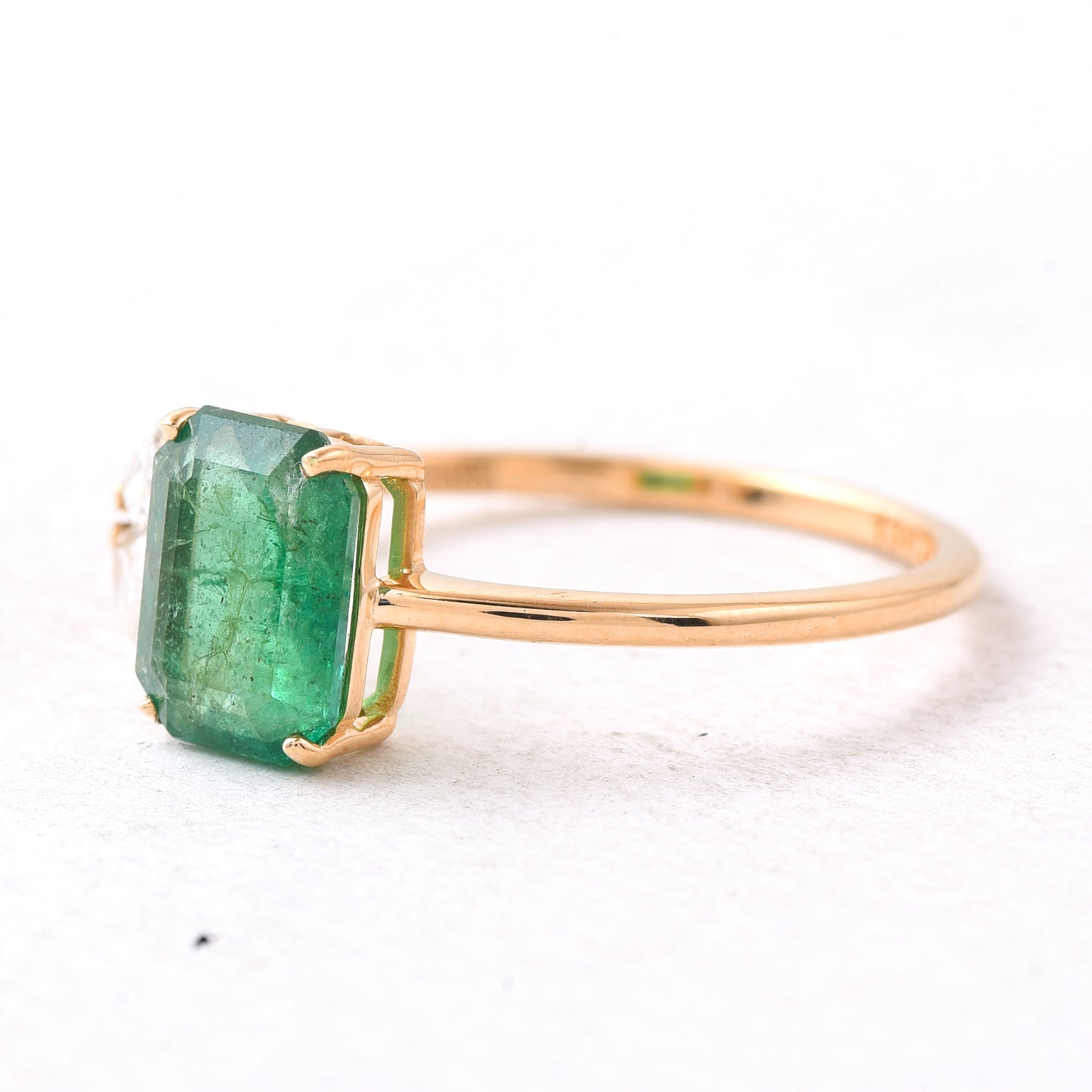 1.52 Ct Octagon Step Cut Natural Emerald 14K Gold Ring