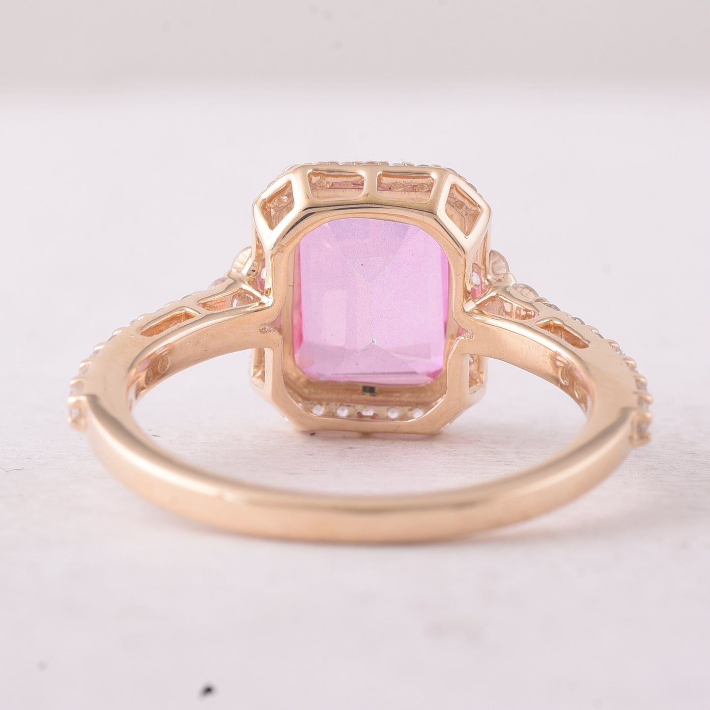3.49 Ct Octagon Pink Topaz 9K Gold Ring