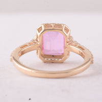 3.49 Ct Octagon Pink Topaz 9K Gold Ring
