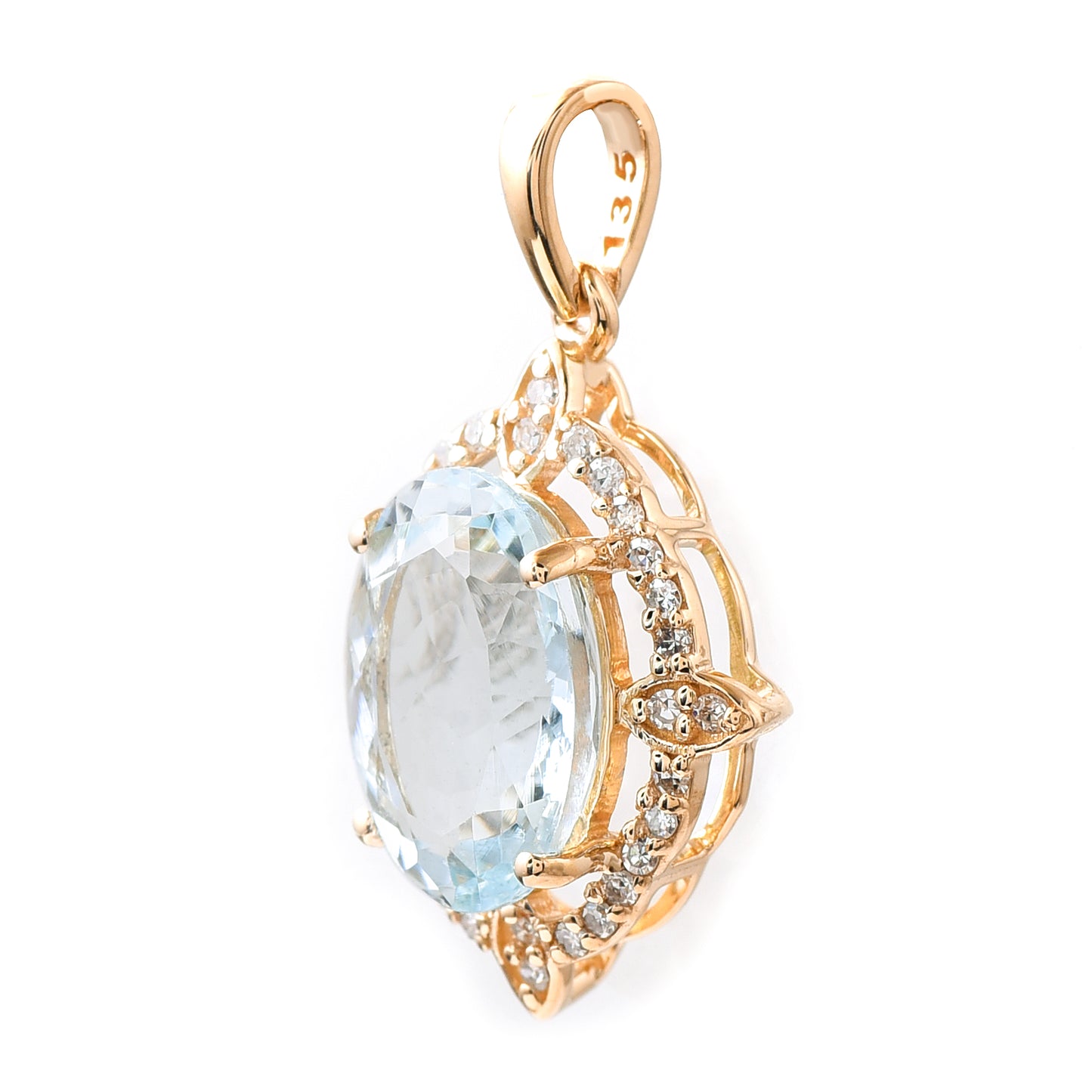 1.94 Ct Oval Aquamarine 14K Gold Pendant