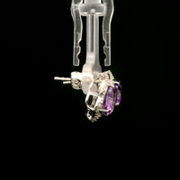 5.06 Ct Oval Amethyst, White Zircon 925 Sterling Silver Earrings