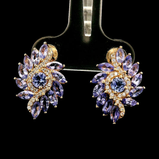 2.24 Ct Round Tanzanite 14K Gold Earrings