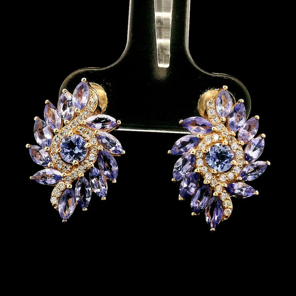 2.24 Ct Round Tanzanite 14K Gold Earrings