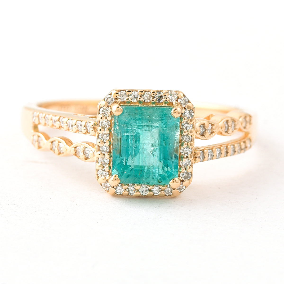 1.18 Ct Octagon Step Cut Natural Emerald 14K Gold Ring