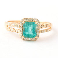 1.18 Ct Octagon Step Cut Natural Emerald 14K Gold Ring
