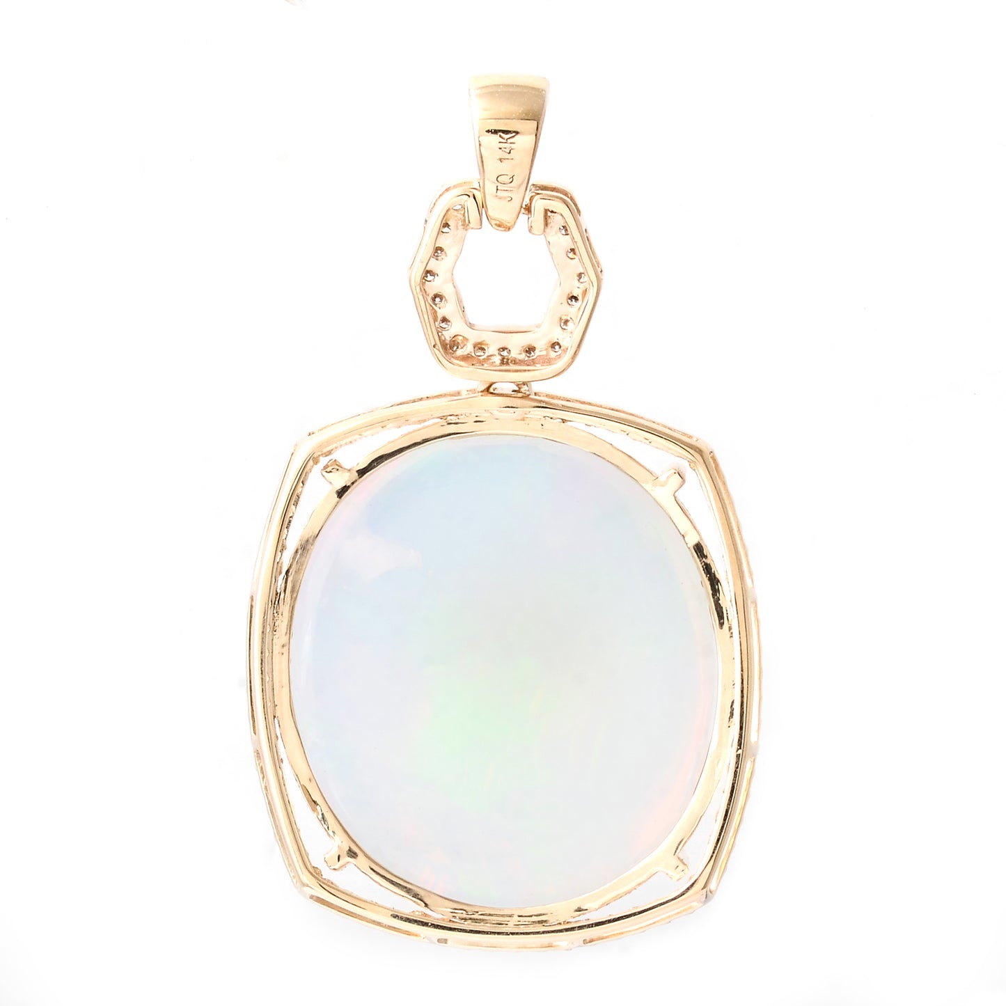 18.22 Ct Oval Cabochon Natural Opal 14K Gold Pendant