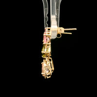 3.17 Ct Pear Multi Tourmaline 14K Gold Earrings