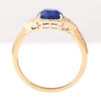 1.91 Ct Cushion Mixed Cut Natural Sapphire 14K Gold Ring