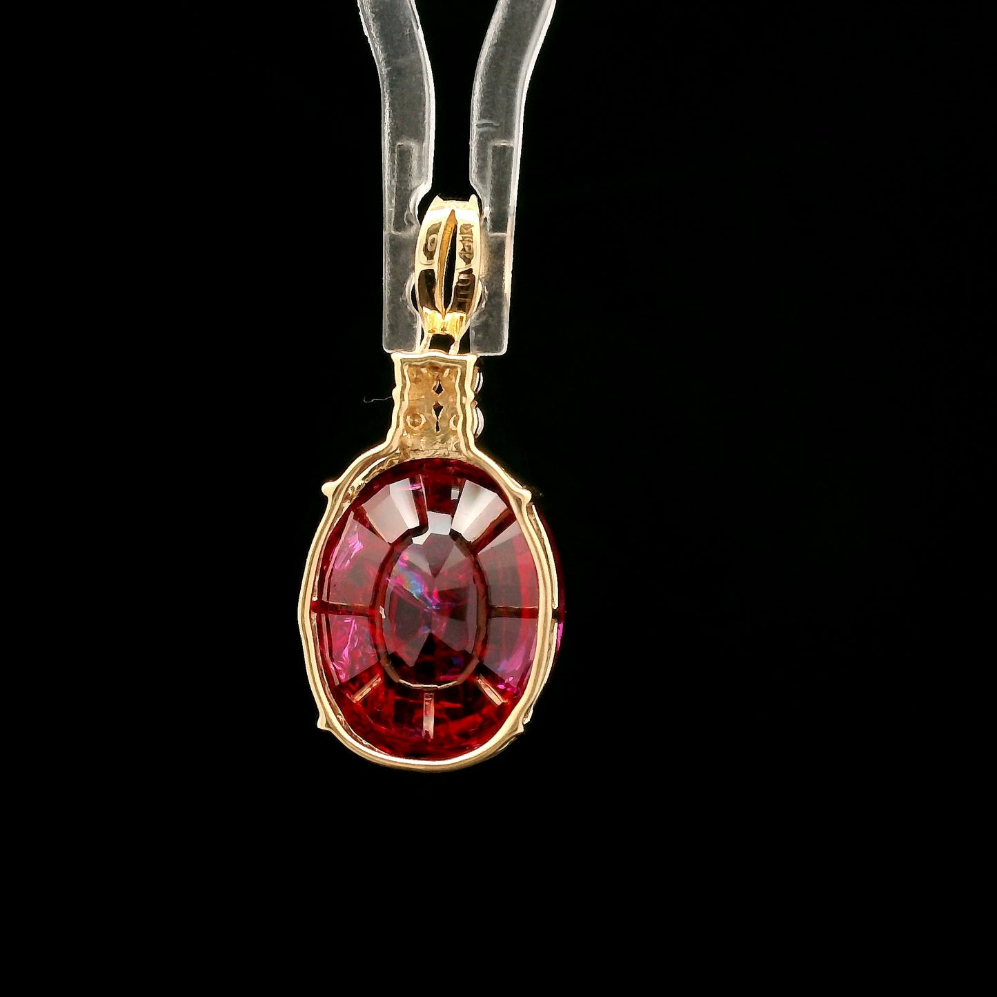 10.10 Ct Oval Mixed Cut Lab Grown Ruby 14K Gold Pendant