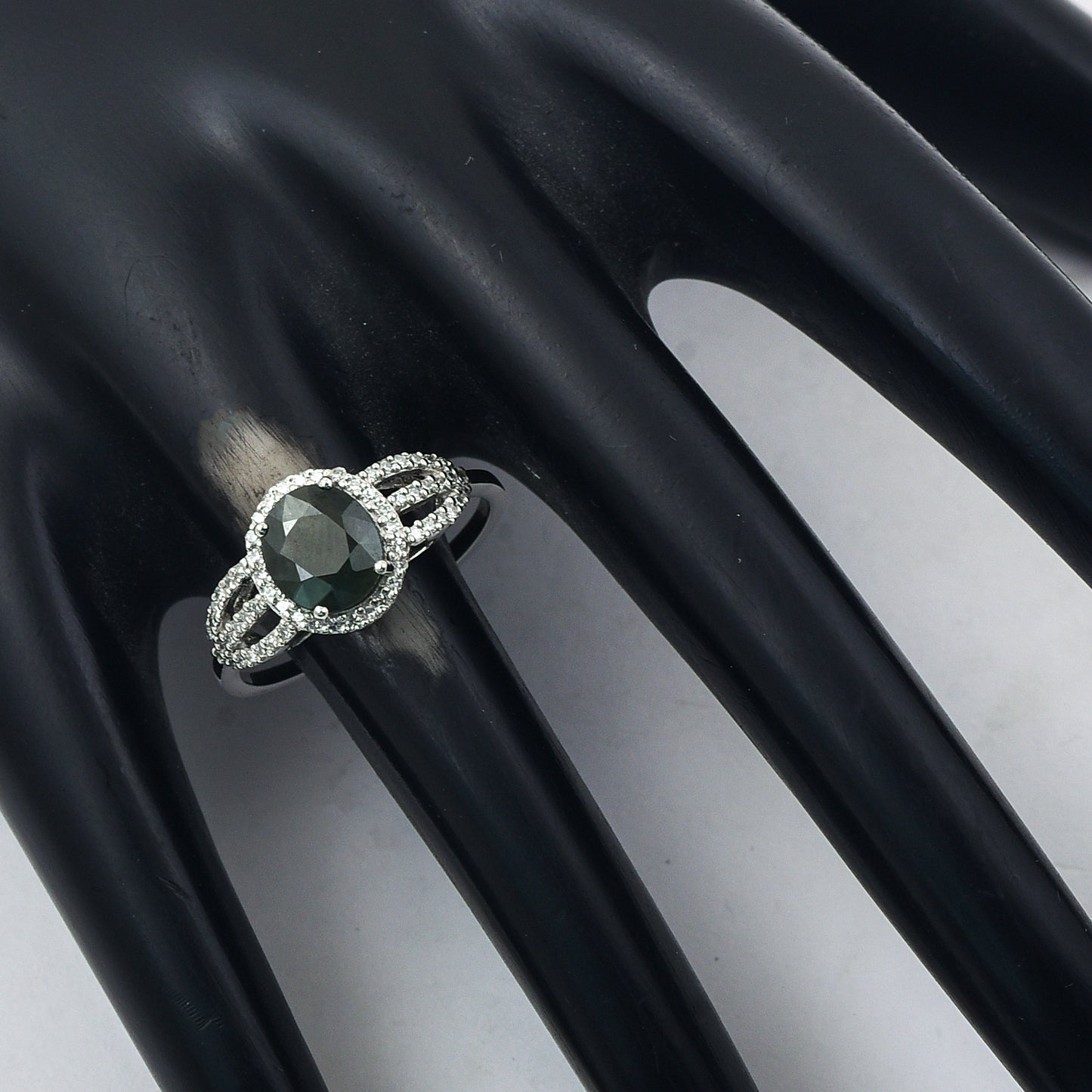 1.74 Ct Oval Mixed Cut Natural Green Sapphire 950 Platinum Ring