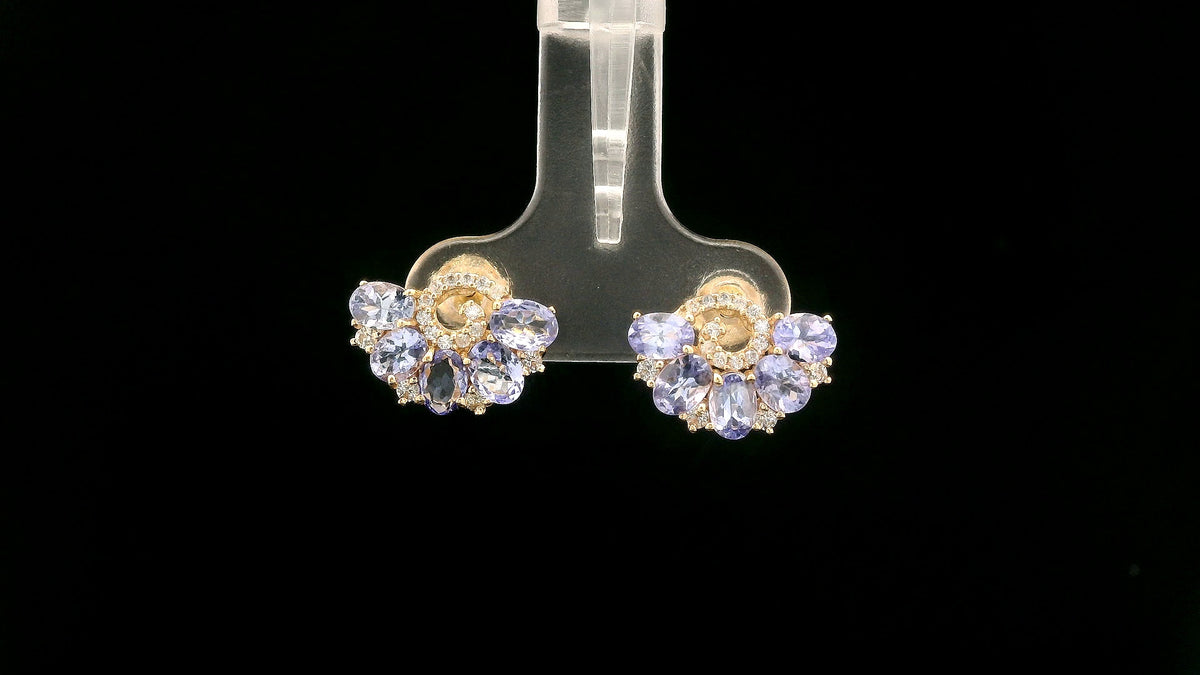 1.97 Ct Oval Tanzanite 14K Gold Earrings
