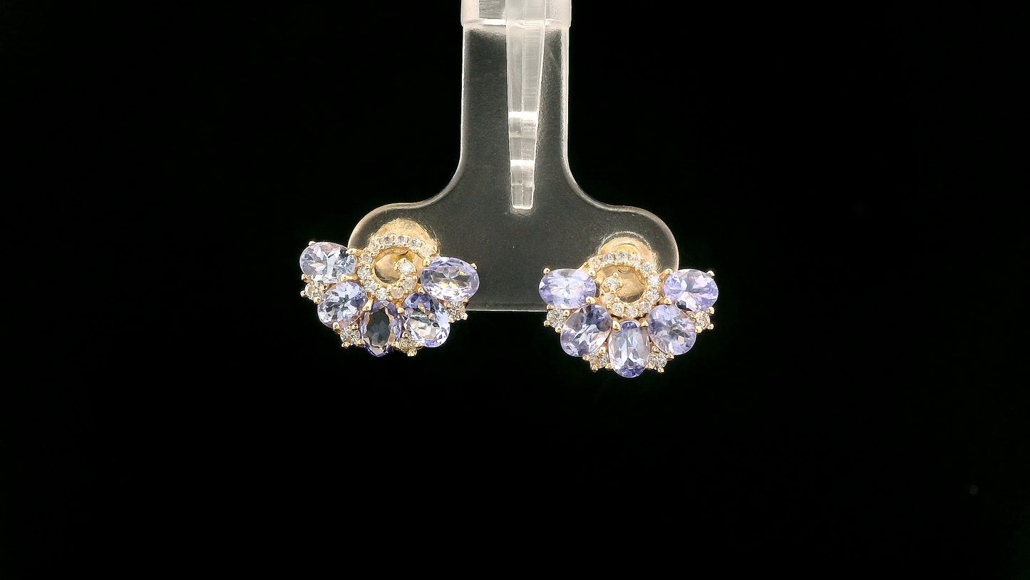 1.97 Ct Oval Tanzanite 14K Gold Earrings
