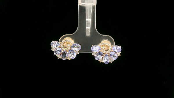 1.97 Ct Oval Tanzanite 14K Gold Earrings